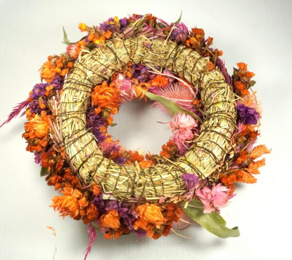 HBX Deko Trockenblumenkranz Tischkranz Blumen Mix 28 cm Bunt Orange