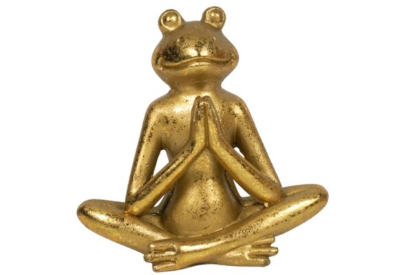 Dekofigur Yogi Frosch Yoga Figur Gold Yoga Haltung