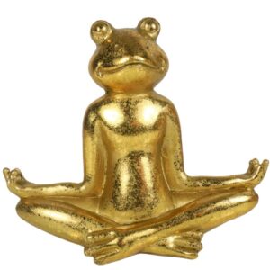 Dekofigur Yogi Frosch Yoga Figur Gold Yoga Lotus Haltung