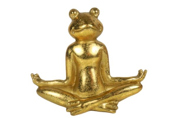 Dekofigur Yogi Frosch Yoga Figur Gold Yoga Lotus Haltung