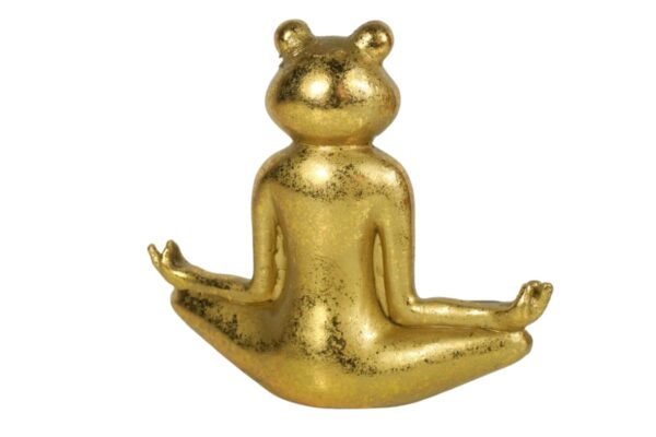 Dekofigur Yogi Frosch Yoga Figur Gold Yoga Lotus Haltung