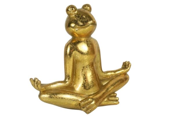 Dekofigur Yogi Frosch Yoga Figur Gold Yoga Lotus Haltung