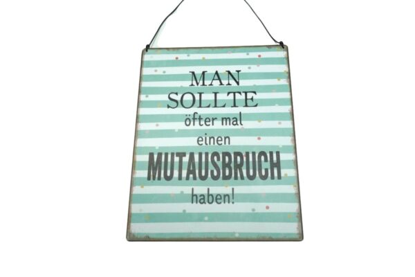 Deko Blechschild Aufhänger Man sollte öfter mal einen Mutausbruch haben