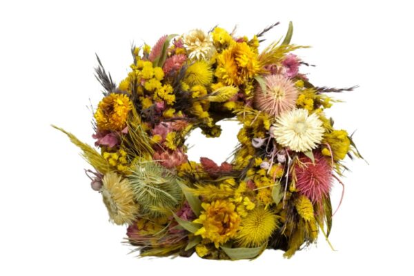 HBX Deko Trockenblumenkranz Tischkranz Blumen Mix 28 cm Bunt