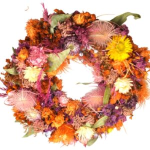 HBX Deko Trockenblumenkranz Tischkranz Blumen Mix 28 cm Bunt Orange