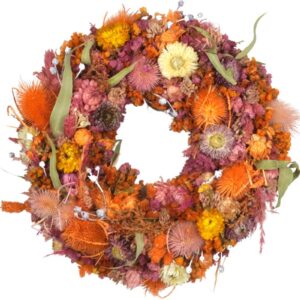 HBX Deko Trockenblumenkranz Tischkranz Blumen Mix 40 cm Bunt Orange