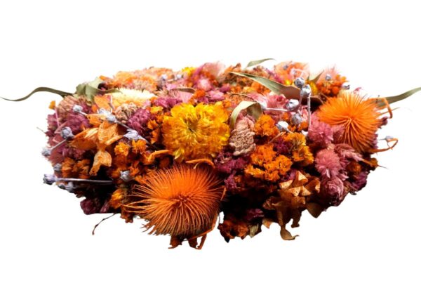 HBX Deko Trockenblumenkranz Tischkranz Blumen Mix 40 cm Bunt Orange