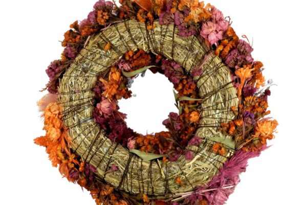 HBX Deko Trockenblumenkranz Tischkranz Blumen Mix 40 cm Bunt Orange