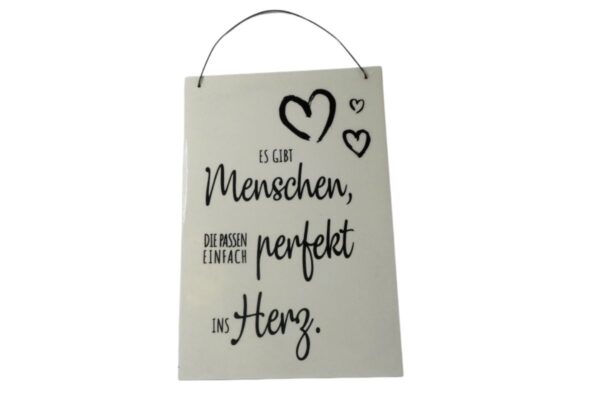 Deko Holzbild Wandbild Es gibt Menschen die passen einfach perfekt ins Herz Weiß