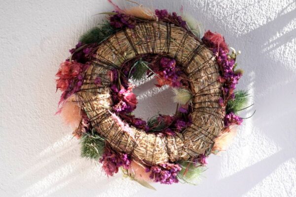 HBX Deko Trockenblumenkranz Tischkranz Blumen Mix 40 cm Bunt