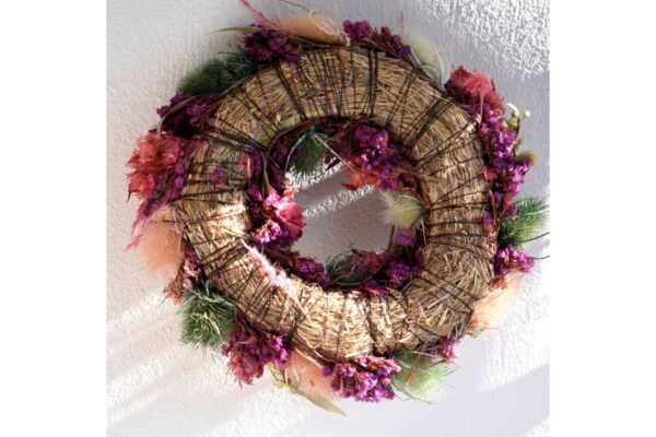 HBX Deko Trockenblumenkranz Tischkranz Blumen Mix 40 cm Bunt