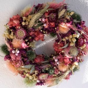 HBX Deko Trockenblumenkranz Tischkranz Blumen Mix 40 cm Bunt