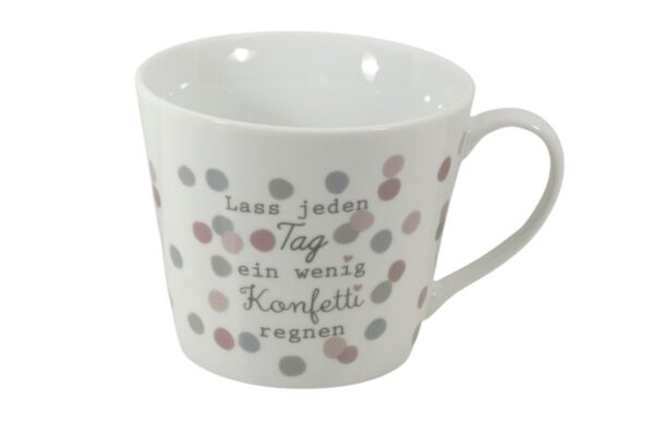 Krasilnikoff Kaffeebecher Kaffeetasse Sprüche Tasse Mug Cup Lass jeden Tag ein wenig Konfetti regnen