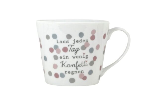 Krasilnikoff Kaffeebecher Kaffeetasse Sprüche Tasse Mug Cup Lass jeden Tag ein wenig Konfetti regnen