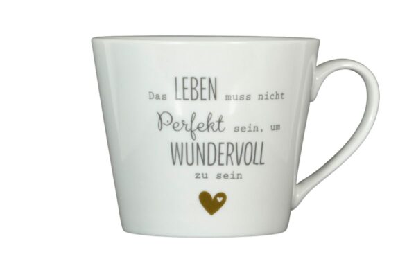 Krasilnikoff Kaffeebecher Kaffeetasse Sprüche Tasse Mug Cup Das Leben muss nicht perfekt sein um wundervoll zu sein