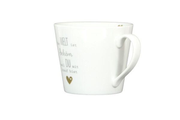 Krasilnikoff Kaffeebecher Kaffeetasse Sprüche Tasse Mug Cup Die Welt ist schön weil du mit drauf bist
