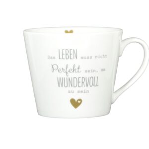 Krasilnikoff Kaffeebecher Kaffeetasse Sprüche Tasse Mug Cup Das Leben muss nicht perfekt sein um wundervoll zu sein