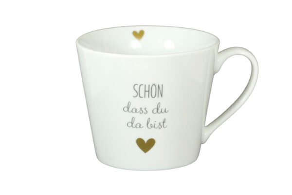 Krasilnikoff Kaffeebecher Kaffeetasse Sprüche Tasse Mug Cup Schön dass du da bist