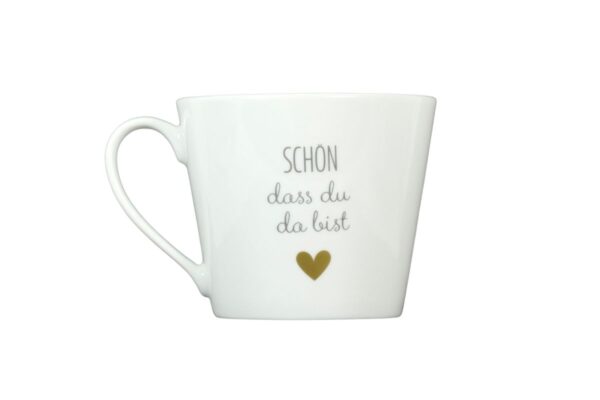 Krasilnikoff Kaffeebecher Kaffeetasse Sprüche Tasse Mug Cup Schön dass du da bist