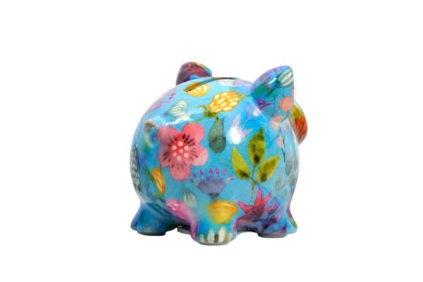 Pomme Pidou Money Bank Spardose Petit Sparschwein Rosie Blue Flower