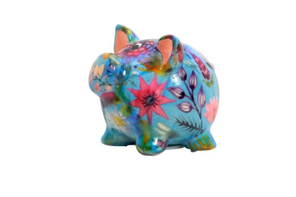 Pomme Pidou Money Bank Spardose Petit Sparschwein Rosie Blue Flower