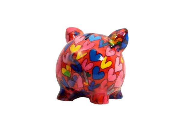 Pomme Pidou Money Bank Spardose Petit Sparschwein Rosie Bunte Herzen