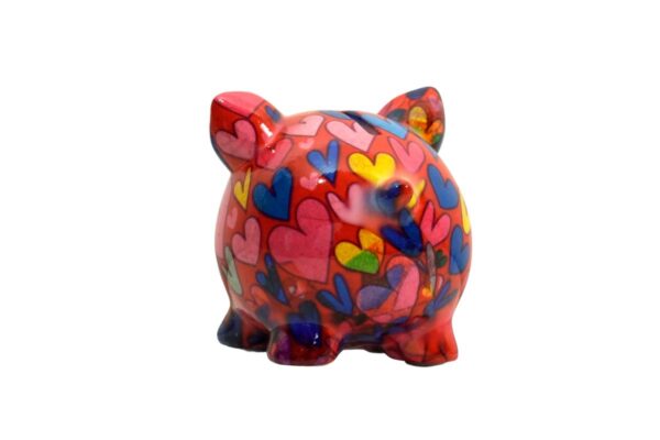 Pomme Pidou Money Bank Spardose Petit Sparschwein Rosie Bunte Herzen