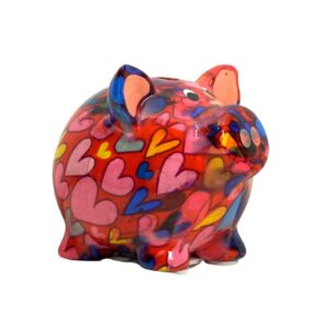Pomme Pidou Money Bank Spardose Petit Sparschwein Rosie Bunte Herzen