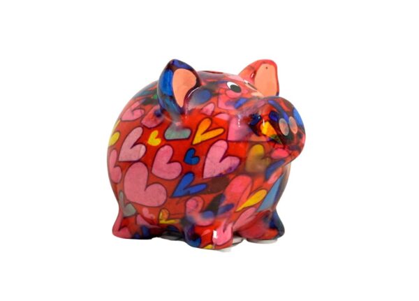 Pomme Pidou Money Bank Spardose Petit Sparschwein Rosie Bunte Herzen