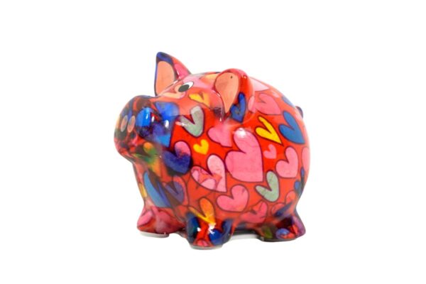 Pomme Pidou Money Bank Spardose Petit Sparschwein Rosie Bunte Herzen