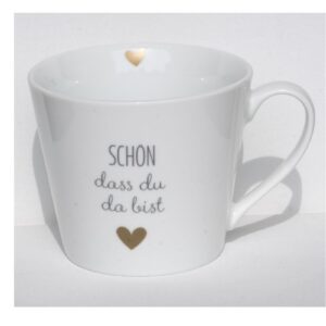 Krasilnikoff Kaffeebecher Kaffeetasse Sprüche Tasse Mug Cup Schön dass du da bist