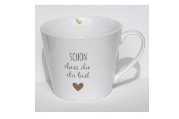 Krasilnikoff Kaffeebecher Kaffeetasse Sprüche Tasse Mug Cup Schön dass du da bist