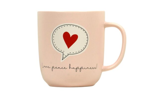 PPD Henkelbecher Kaffeebecher Sprüchetasse Mug love peace happiness