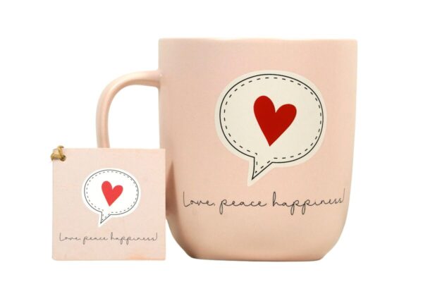 PPD Henkelbecher Kaffeebecher Sprüchetasse Mug love peace happiness