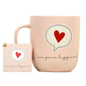 PPD Henkelbecher Kaffeebecher Sprüchetasse Mug love peace happiness