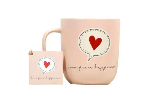 PPD Henkelbecher Kaffeebecher Sprüchetasse Mug love peace happiness