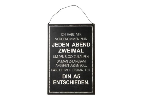 Deko Blechschild Aufhänger Ich habe mir vorgenommen nun jeden Abend zweimal um den Block zu laufen