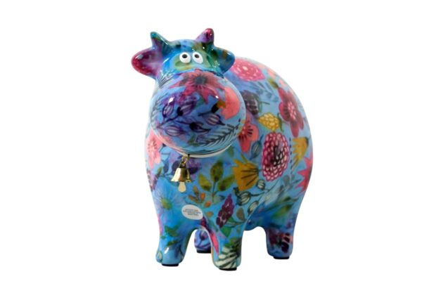 Pomme Pidou Spardose Money Bank Kuh Bella Blau Flower