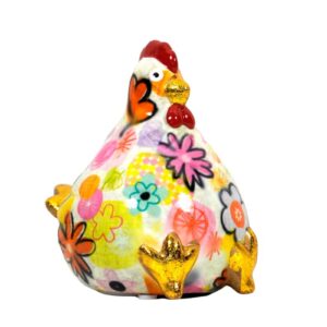 Pomme Pidou Spardose Money Bank Huhn Claire Petit Weiss Flower
