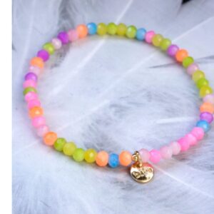 Biba Armband Crystal Bunt Damen Armband 4mm Glücksbringer Anhänger Gold