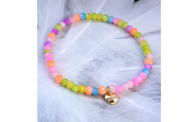 Biba Armband Crystal Bunt Damen Armband 4mm Glücksbringer Anhänger Gold