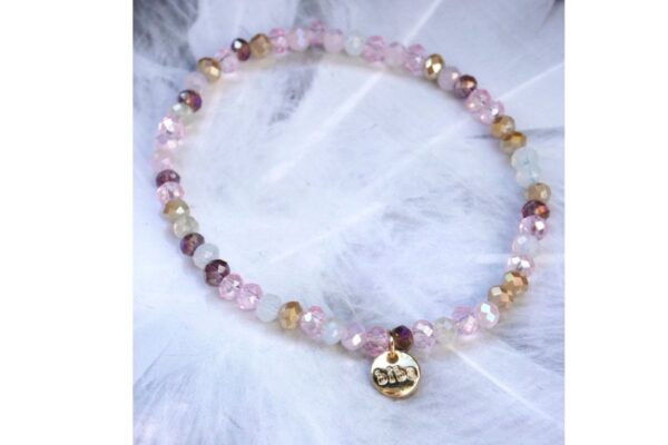 Biba Armband Crystal Flieder Weiß Damen Armband 4mm Glücksbringer Anhänger Gold