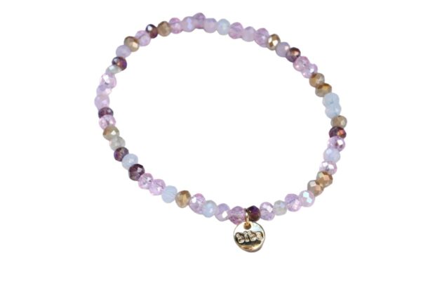 Biba Armband Crystal Flieder Weiß Damen Armband 4mm Glücksbringer Anhänger Gold