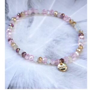 Biba Armband Crystal Flieder Weiß Damen Armband 4mm Glücksbringer Anhänger Gold
