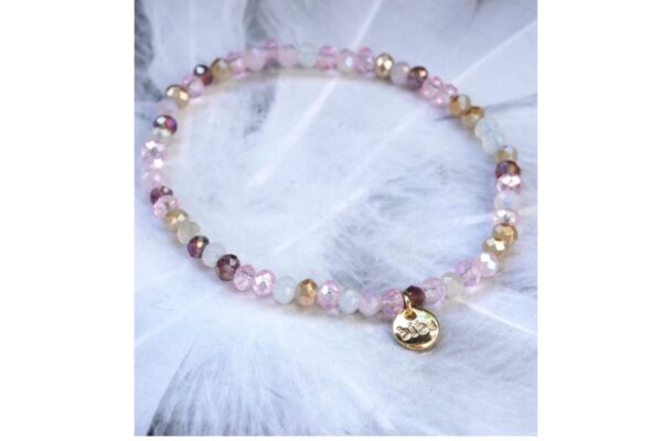 Biba Armband Crystal Flieder Weiß Damen Armband 4mm Glücksbringer Anhänger Gold