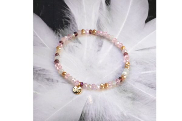 Biba Armband Crystal Flieder Weiß Damen Armband 4mm Glücksbringer Anhänger Gold