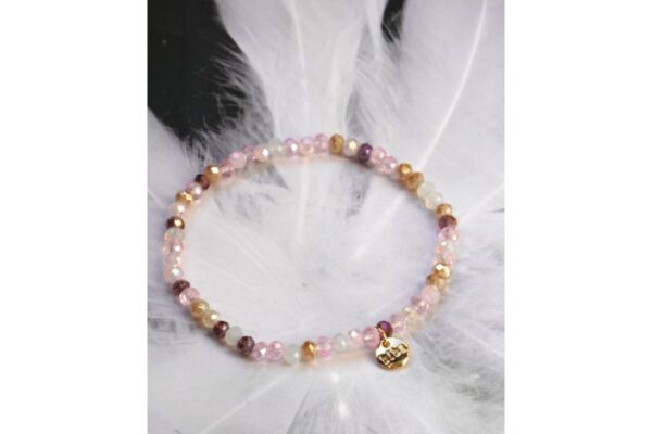Biba Armband Crystal Flieder Weiß Damen Armband 4mm Glücksbringer Anhänger Gold