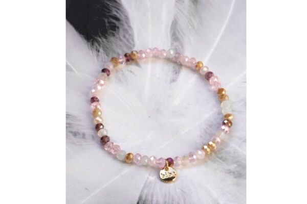 Biba Armband Crystal Flieder Weiß Damen Armband 4mm Glücksbringer Anhänger Gold
