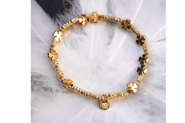 Biba Armband Gold Kleeblatt Damen Armband Glücksbringer