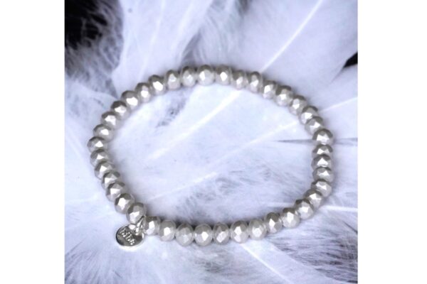 Biba Armband Crystal Silber Weiß Perle 4mm Damen Armband Glücksbringer